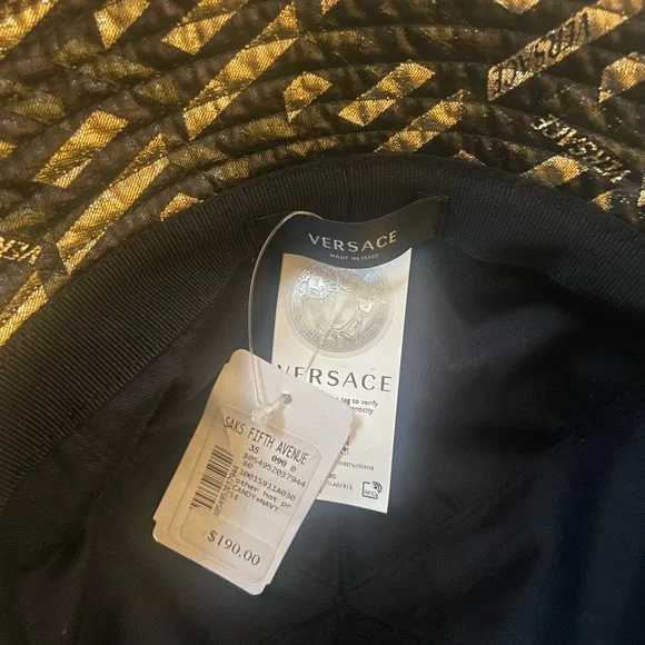 Versace Black, Gold, and Olive Green bucket hat. Statement  display picture 2